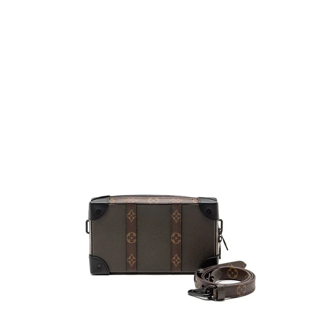 Louis Vuitton soft trunk wallet taiga / monogram canvas khaki green black hardware in Green Coated canvas from EMIER