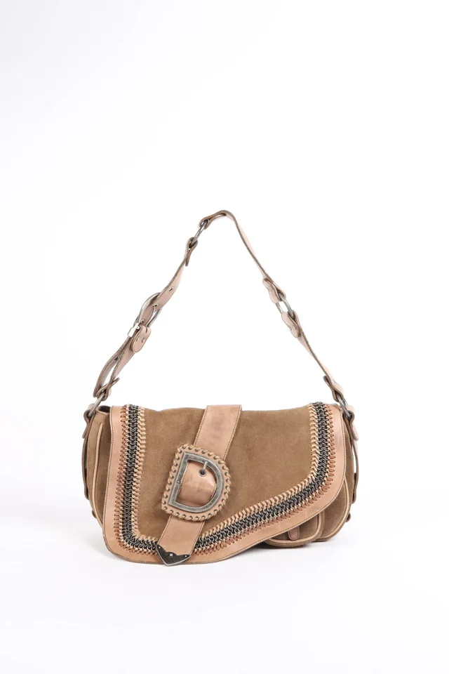 Dior Gaucho Crossbody Bag in Beige Suede from Break Archive