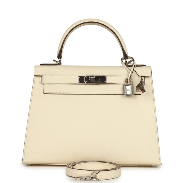 Hermès Kelly Sellier 28 Nata Epsom Palladium Hardware in Epsom leather from Madison Avenue Couture
