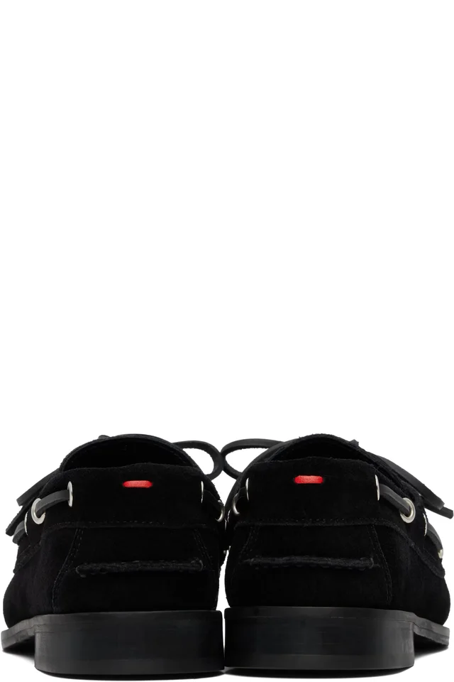 Aeyde Black Harris Suede Boat Shoes, photo 2 of 5 from SSENSE