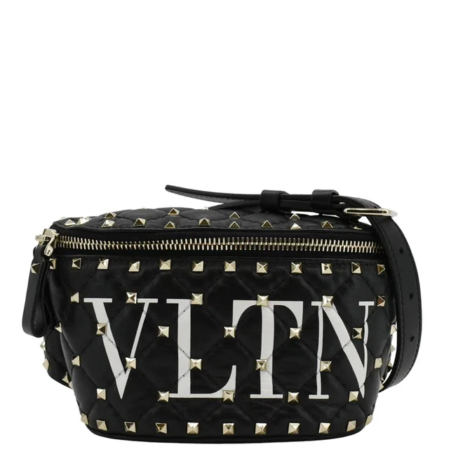 Valentino Garavani VLTN Rockstud Spike Quilted Leather Bum Bag Black in Black Leather from Dallas Designer Handbags