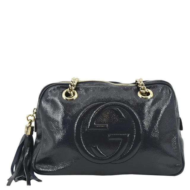 Gucci Soho Leather Chain Shoulder Bag Navy Blue 308983 in Navy Leather from Dallas Designer Handbags