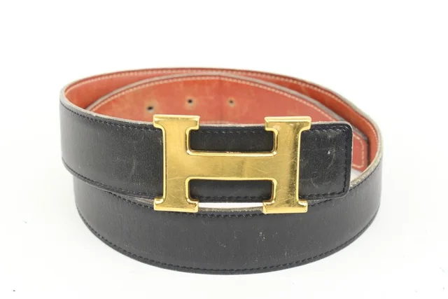Hermès Black x Gold 32mm Reversible H Logo Belt Kit in Black from Bagriculture