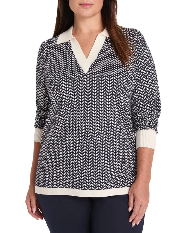 NIC+ZOE Plus Two Tone Jacquard Sweater, image 1 of 1 from Gilt