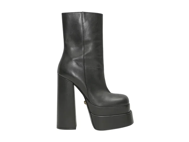 Black Versace Platform Ankle Boots Size 37 in Black Leather from Designer Revival