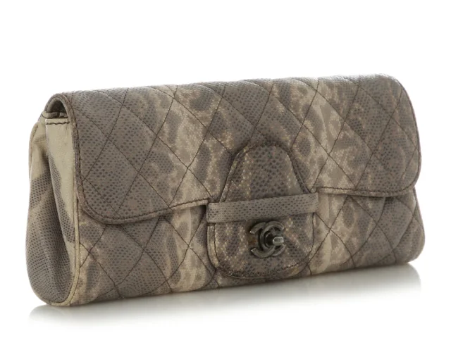 Chanel Snake-Embossed Leather Clutch in Beige Leather from Ann's Fabulous Finds, photo 5 of 9