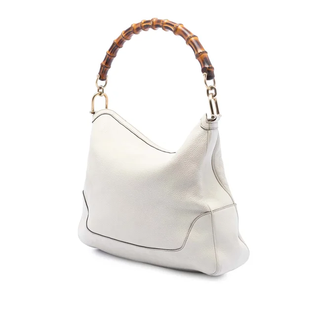 White Gucci Calfskin Bamboo Diana Satchel in White Calfskin from Designer Revival, photo 2 of 2