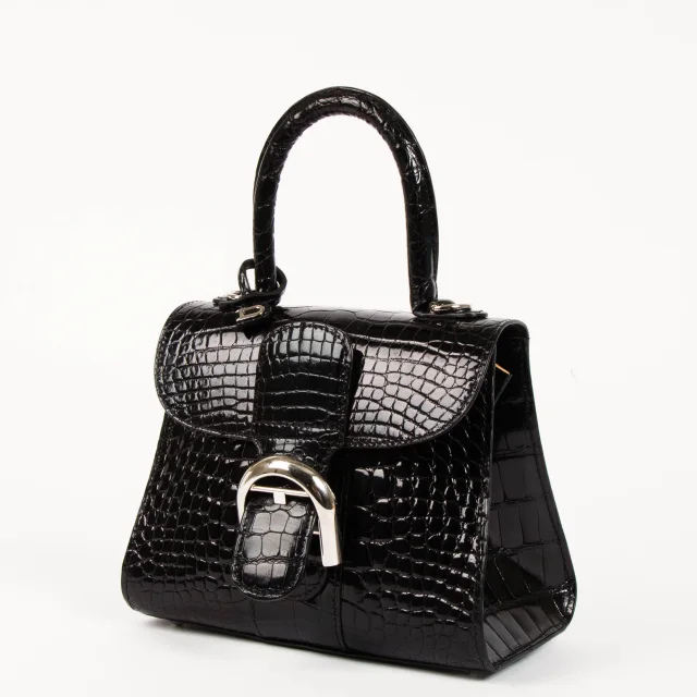 Delvaux Black Shiny Alligator Brillant Mini Bag in Black Crocodile from Labellov, photo 3 of 13