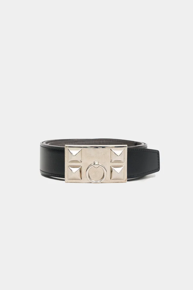 Hermès 2017 Leather Collier de Chien 32mm Reversible Belt in Leather from VSP Consignment