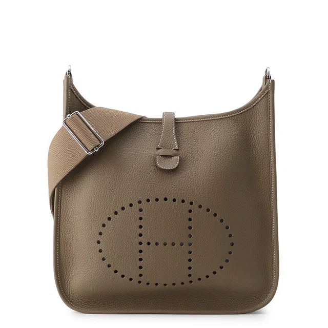 Hermès Evelyne 3 Etoupe Taurillon Clemence Size PM in Taupe Clemence leather from GALLERY RARE