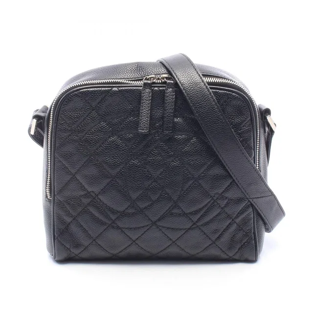 Chanel Shoulder Bag Quilted CC Logo Black Caviar Leather in Black Caviar leather from The Reluxe