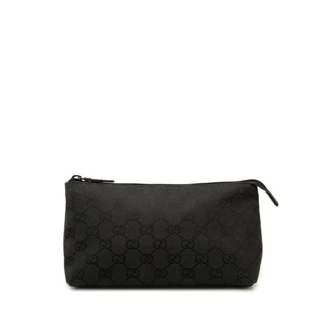 Black Gucci GG Canvas Cosmetic Pouch in Black Canvas from Designer Revival