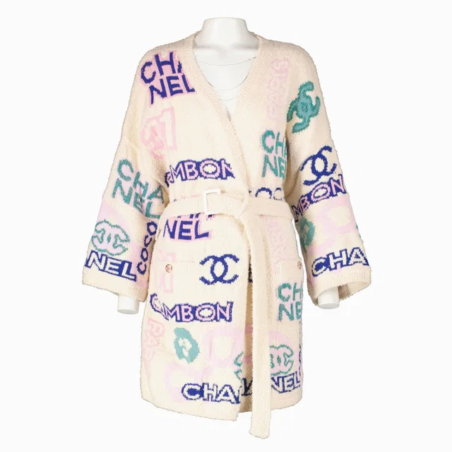 Chanel 23P White Cotton Blend Logo Cardigan - size FR36 in White from Labellov