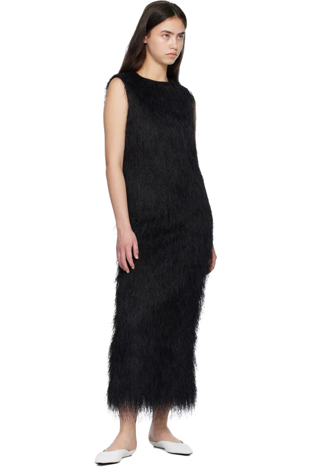 Loulou de Saison Black TIWA Fringed Maxi Dress, photo 4 of 4 from SSENSE