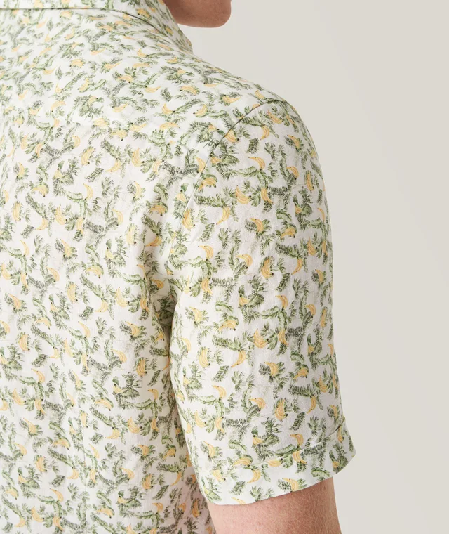 Eton Contemporary-Fit Banana Print Linen Short Sleeve Shirt in Green Linen & Linen Blends, photo 5 of 6 from Harry Rosen