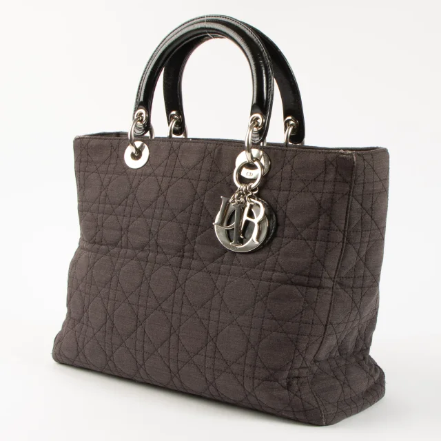 Black Fabric Medium Lady Dior Bag in Black from Labellov, photo 2 of 5