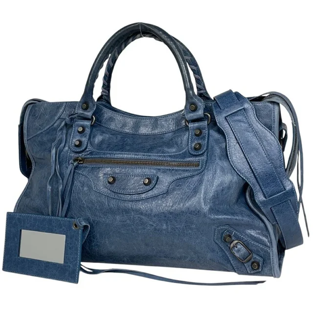 Balenciaga The City Shoulder Bag Handbag Leather Blue in blue Leather from Poshmark