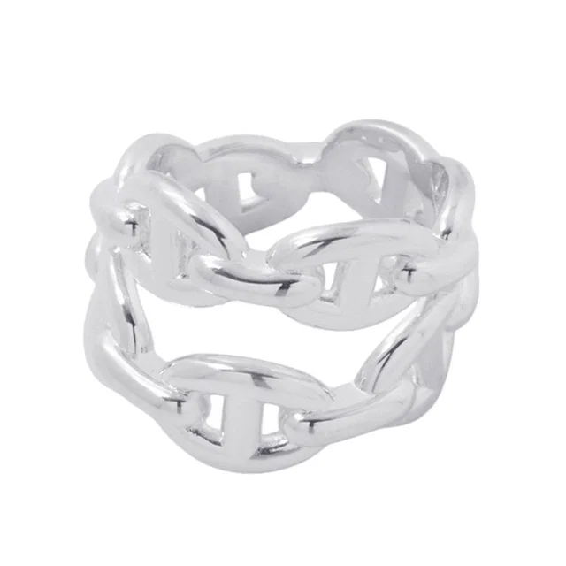 Hermès Chaine d'Ancre Double Row Ring Size 48/#8 SV925 from GALLERY RARE