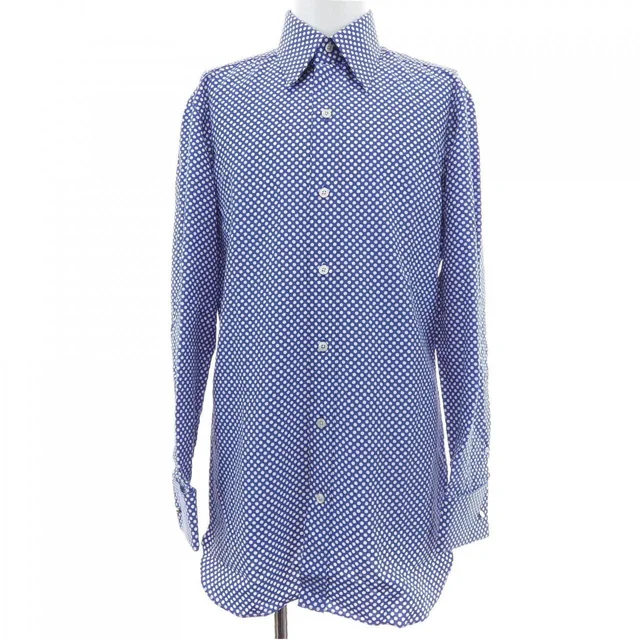 Tom Ford Shirt in White and blue polka dots 38 from KOMEHYO