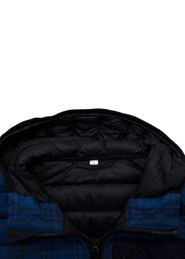 Burberry Blue Check Nylon Hooded Puffer Gilet in Blue Nylon from HEWI