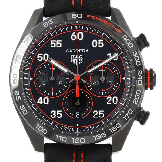 TAG Heuer Carrera Chronograph Porsche Orange Racing Stainless Steel Automatic Metal Automatic… in black from Grailed