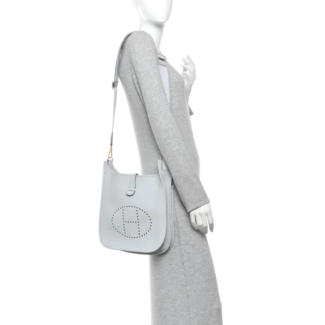 Hermès Taurillon Clemence Evelyne III PM Bleu Pale in Blue Clemence leather from FASHIONPHILE, photo 2 of 11