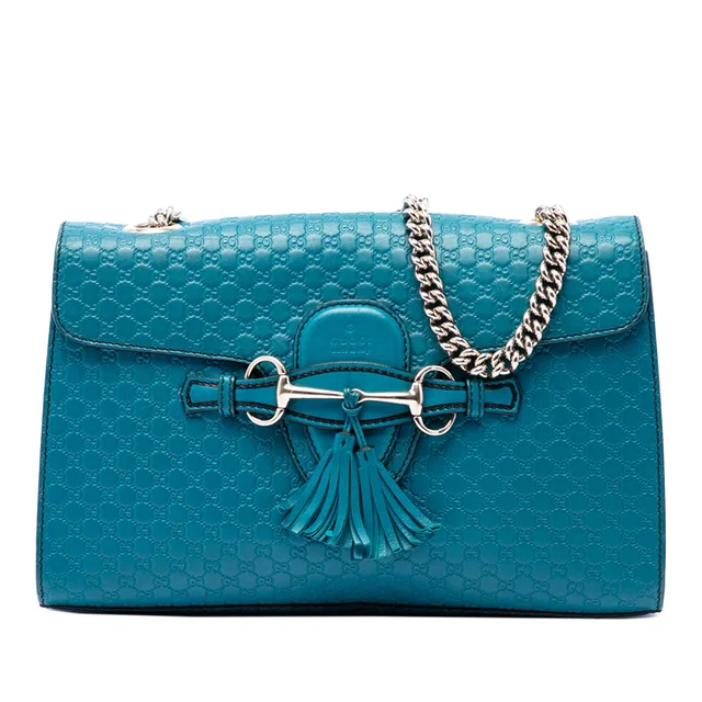 Blue Gucci Medium Microguccissima Emily Shoulder Bag in Blue Leather from Designer Revival