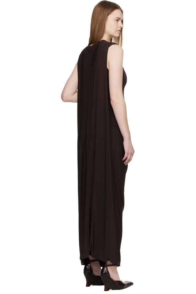 Jean Paul Gaultier Brown Double Layer Draped Maxi Dress, photo 3 of 4 from SSENSE