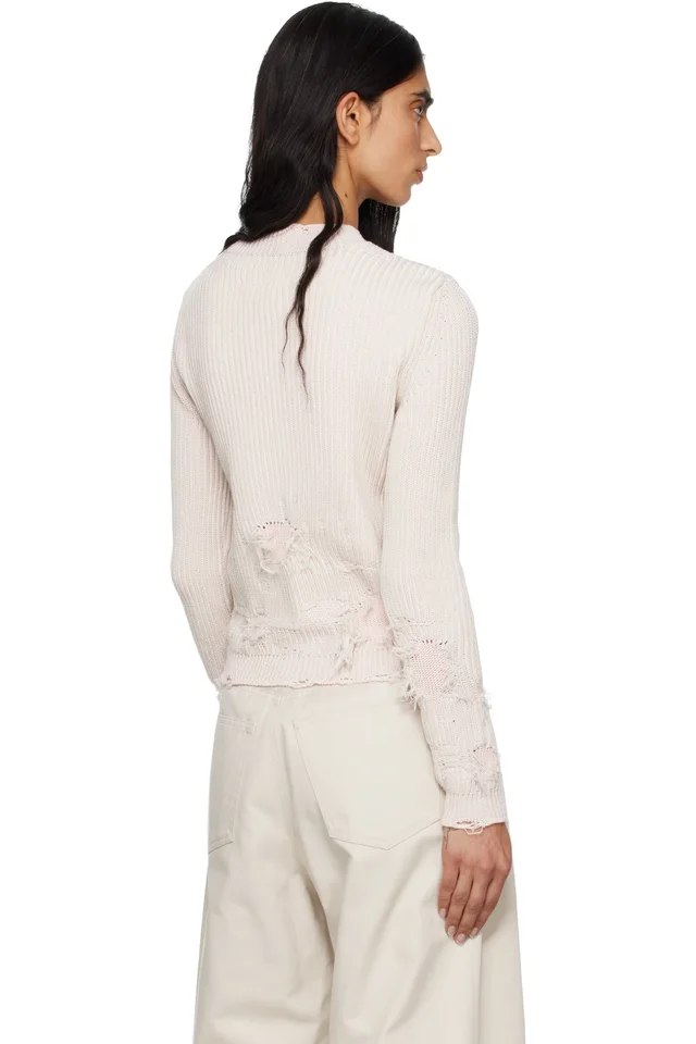 MM6 Maison Margiela Pink Amended Optical Ribs Sweater, photo 3 of 4 from SSENSE