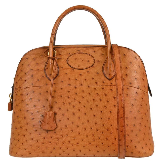 Hermès Chestnut Ostrich Bolide 35 2way Shoulder Handbag in Ostrich from AMORE Vintage Tokyo