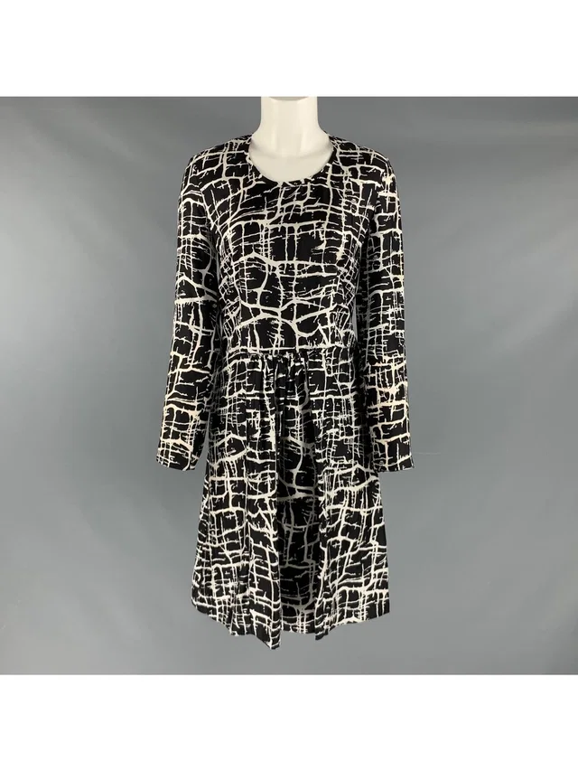 Marni Size 2 Black Heather Silk Print Long Dress in black Silk from Poshmark
