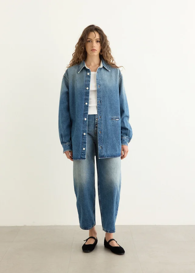MM6 Blue Faded Denim Shirt in Blue from Incu, photo 1 of 1