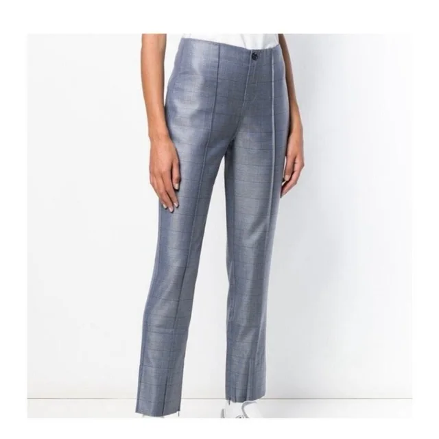 GANNI Merkel Plaid Ankle Zipper Flat Front Causal Pants 42 Partial Lining in blue from Poshmark