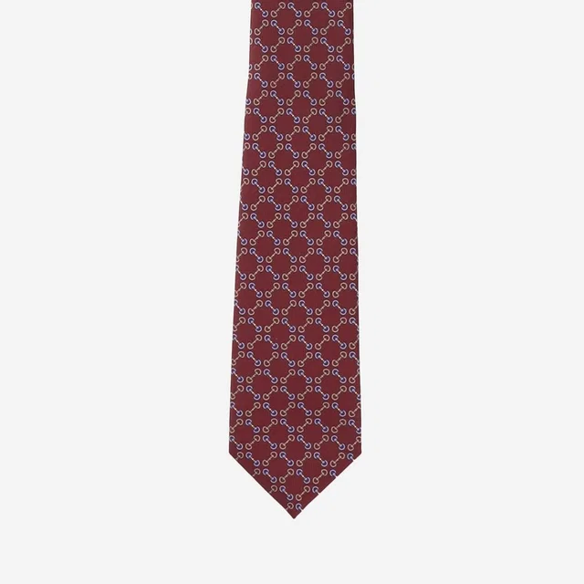 Gucci Jacquard Silk Morsetto Print Necktie — Red Neckties in Red Silk from HEWI