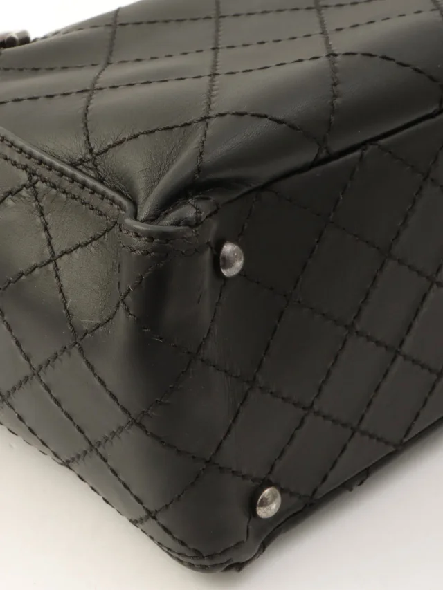 Chanel Wild Stitch 2-way Tote Bag, Black, manufactured around 2015 in Black Leather from VINTAGE QOO TOKYO, photo 8 of 12