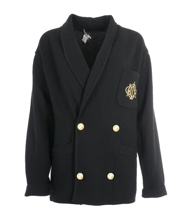 Dior Black Knit Double Breasted Cardigan in Black Wool from Luxury Promise