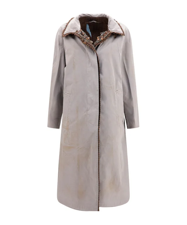 Prada single-breasted antiqued twill and houndstooth check coat from SENSER, photo 1 of 1