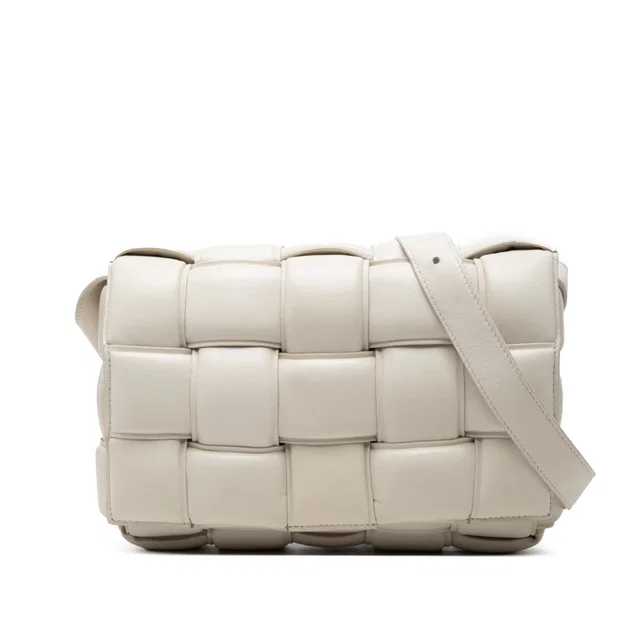 White Bottega Veneta Nappa Intrecciato Padded Cassette Crossbody in White Nappa leather from Designer Revival