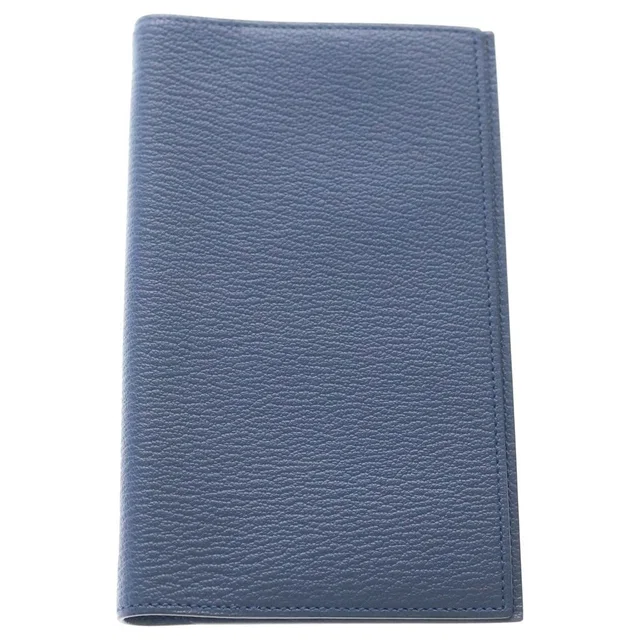 Hermès Agenda Vision 2 Blue Agate Chevre Mysore Leather Notebook Cover Silver in Blue Goatskin from The Reluxe