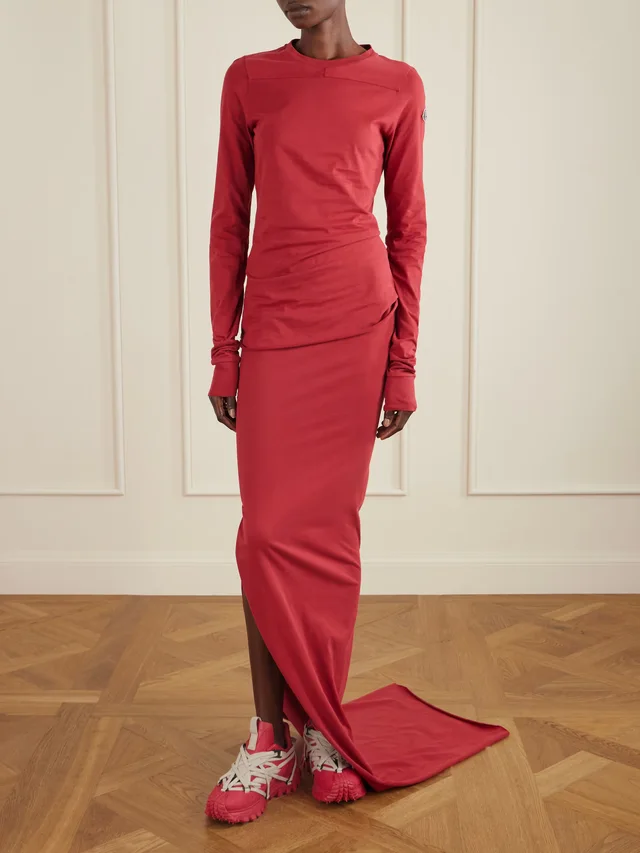 RICK OWENS + Moncler Girder appliquéd cotton-jersey T-shirt in Red, photo 2 of 2 from NET-A-PORTER (Canada)