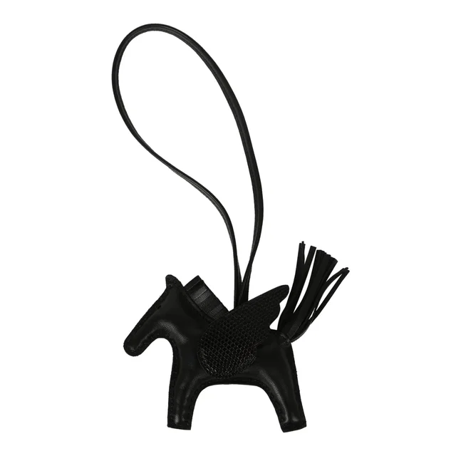 Hermès Pegase Rodeo Bag Charm PM Black Milo Lambskin, Varanus Niloticus Lizard Touch in Black Lambskin from Madison Avenue Couture