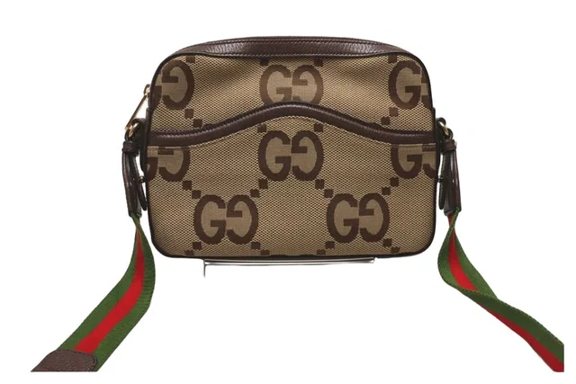 Gucci Jumbo GG Canvas Leather Shoulder Bag in Canvas from The Reluxe