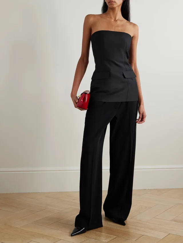 TOTEME Strapless wool and silk-blend bustier top in Black, photo 2 of 2 from NET-A-PORTER (Canada)