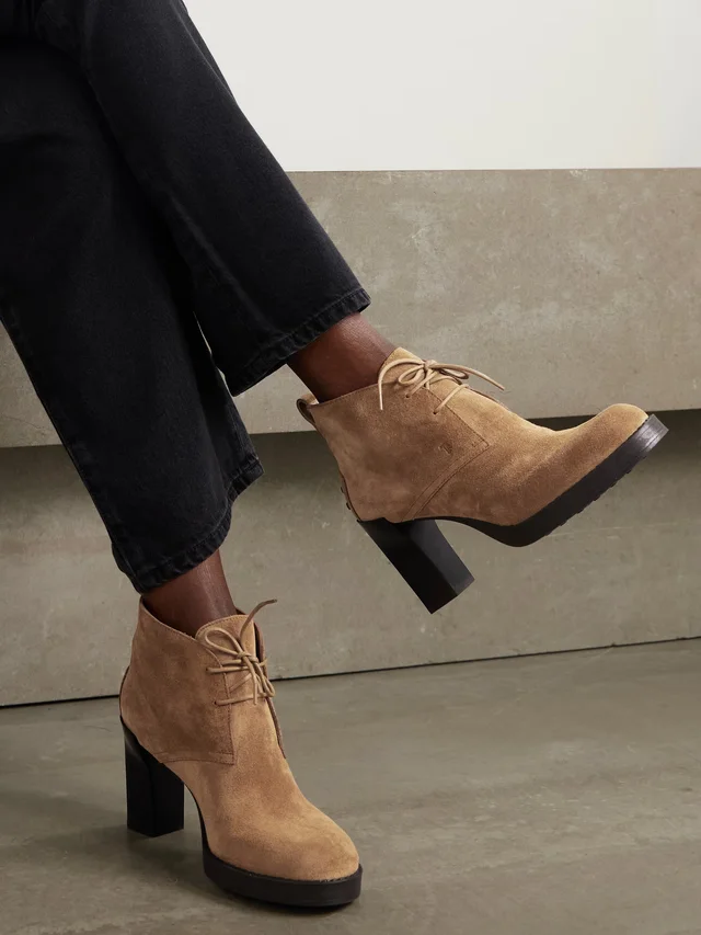 TOD'S Gomma suede ankle boots in Beige, photo 2 of 2 from NET-A-PORTER (Canada)