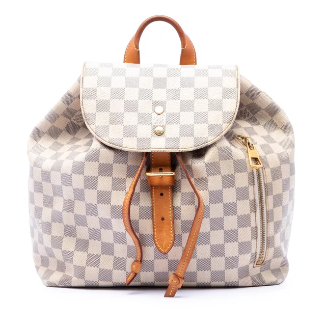White Louis Vuitton Damier Azur Sperone Backpack in White Canvas from Designer Revival