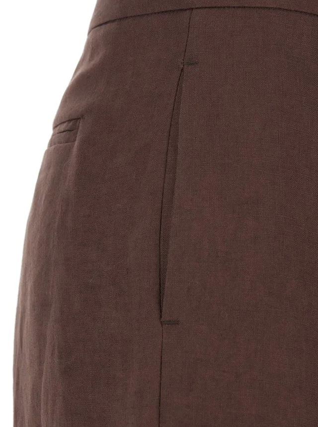 LEPLAIN Brown Wide-Leg Linen Pants for Women in Brown 100% Linen, photo 6 of 6 from Gaudenzi Boutique