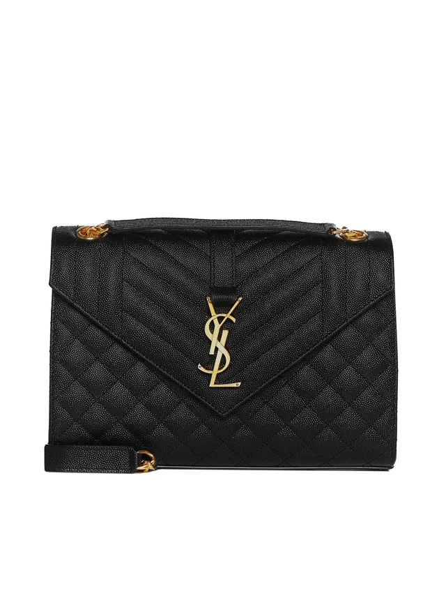 Saint Laurent Envelope Shoulder Bag — Black Calfskin in Black Calfskin from HEWI