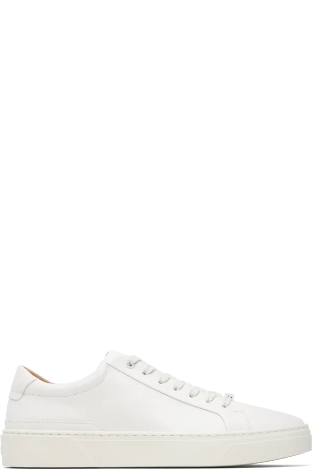 BOSS White Leather Gary Sneakers, image 1 of 1 from SSENSE