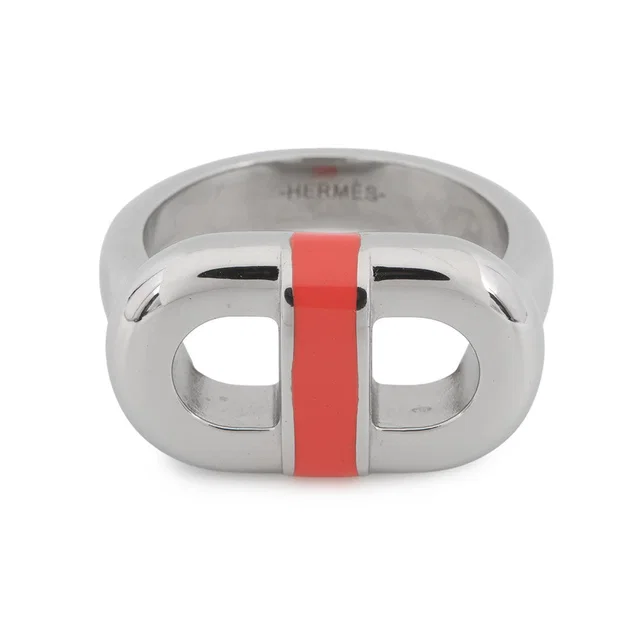 Hermès Mayon Ring Size T50/Approximately No. 12 Orange Field Metal Lacquer in Orange from GALLERY RARE