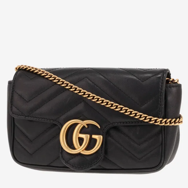 Gucci GG Marmont mini shoulder bag in black quilted leather in Black Leather from Collector Square